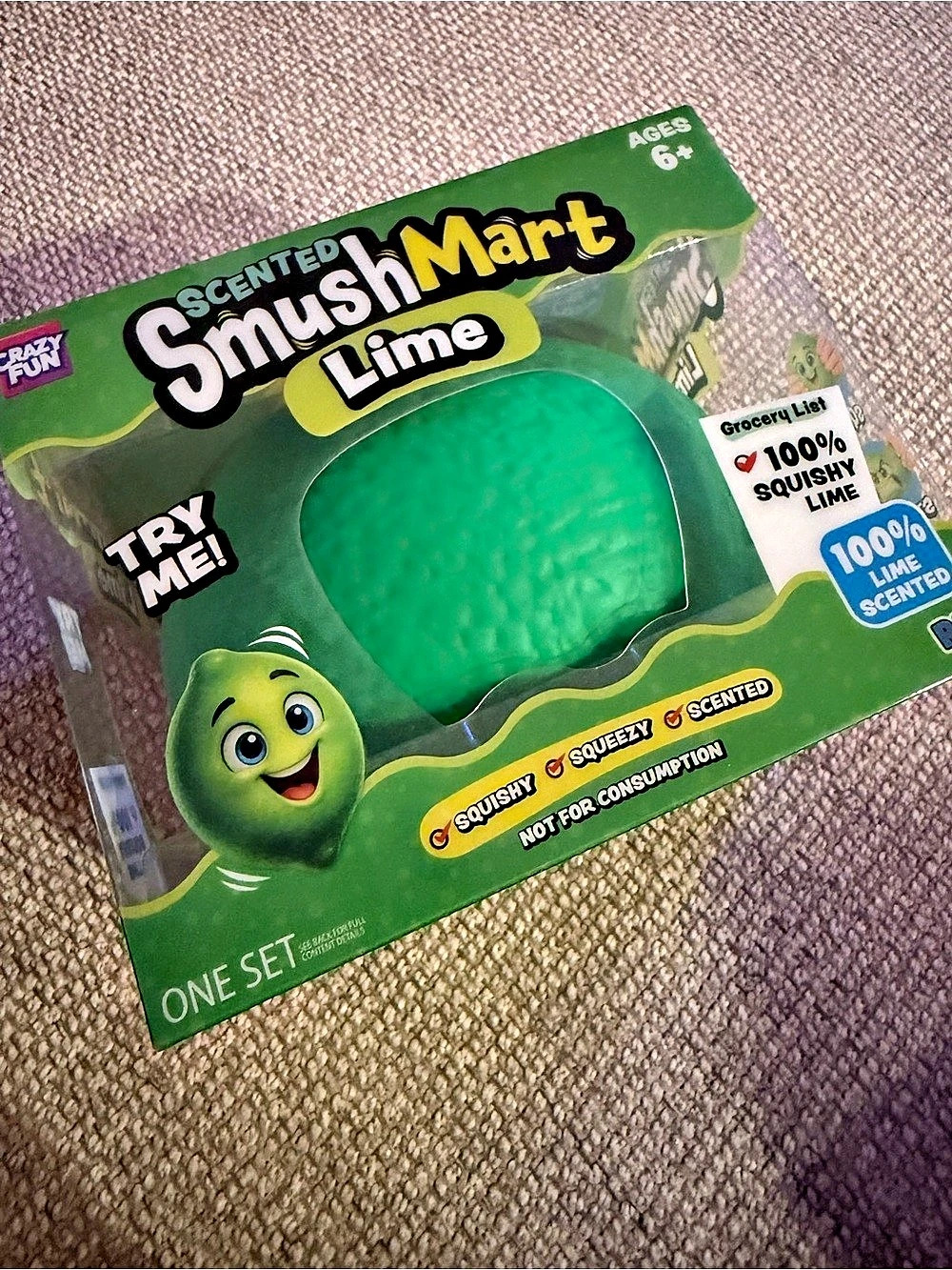 Crazy Fun Scented SmushMart Lime Scented Squishy Toy NWT